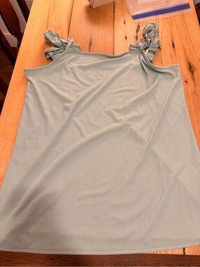 HEIMISH USA Baby Blue Ribbed Tank with Ruffle Straps